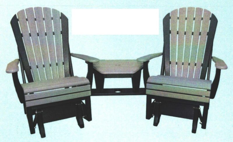 Fan Back Settee Glider with Removable Table - Dining Height