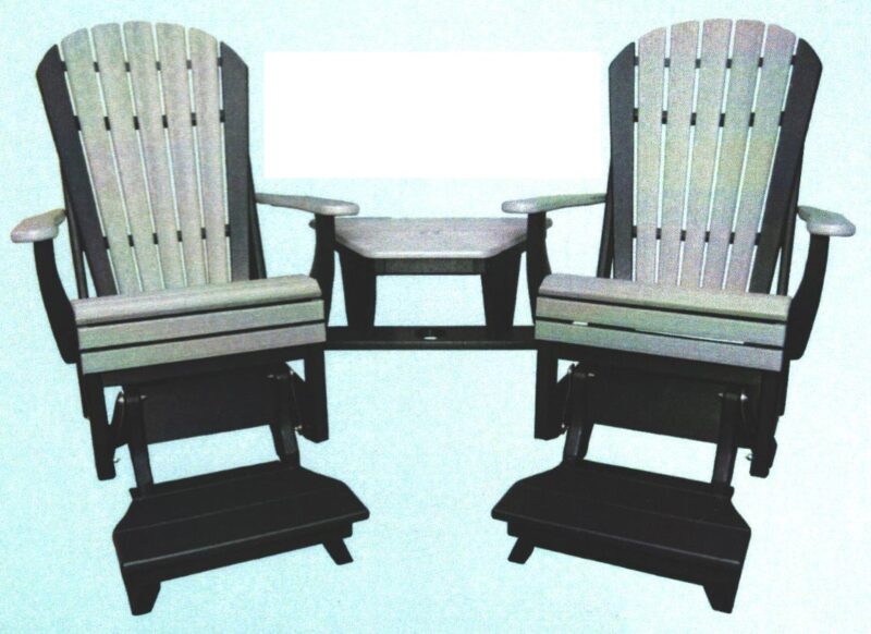 Fan Back Settee Glider with Removable Table - Counter Height