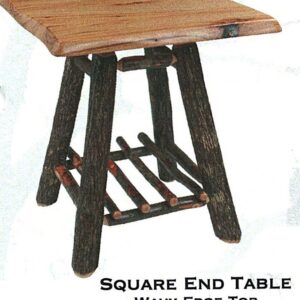 Hickory End Table Wavy Edge Top