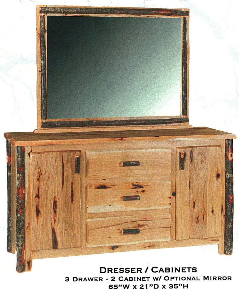 Rustic Hickory Dresser with optional Mirror