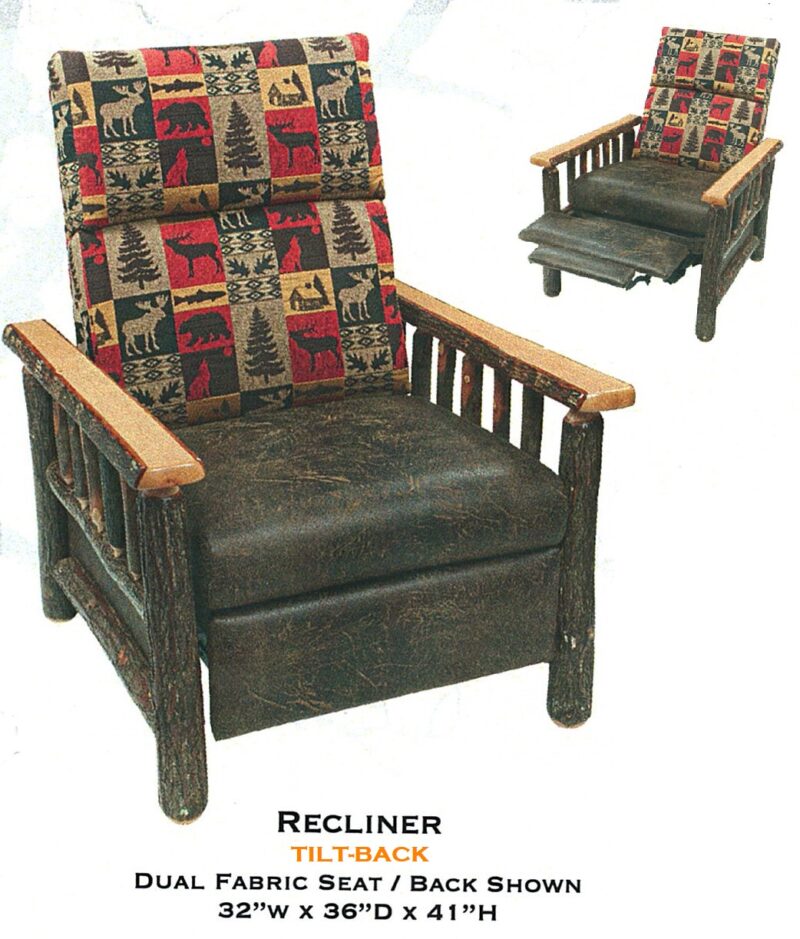 Rustic Hickory Tiltback Recliner Chair