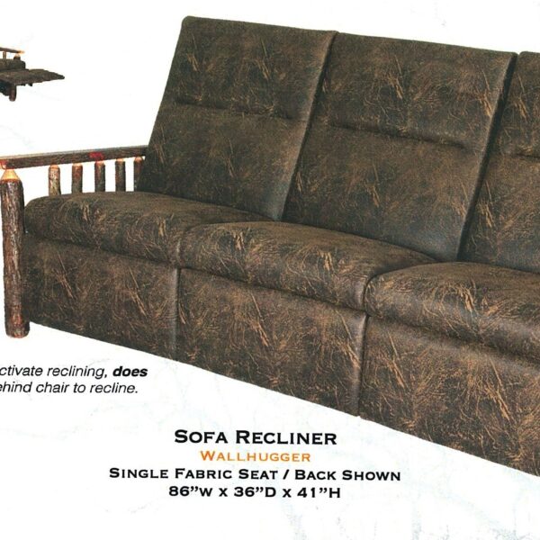 Rustic Hickory Wallhugger Recliner Sofa